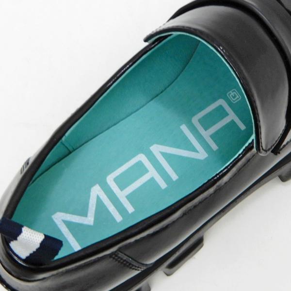 MANA（マナ） 厚底 靴 レディース ローファー ボリュームソール 黒 革