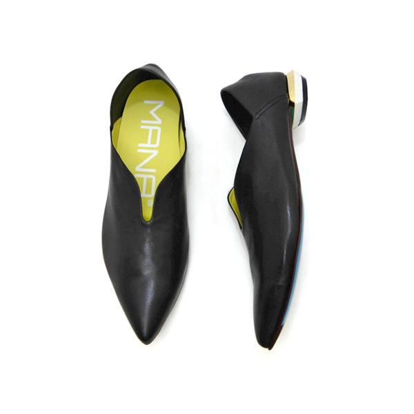 MANA（マナ） バブーシュ 黒 レディース 人気 ぺたんこ 革 日本製 MANA