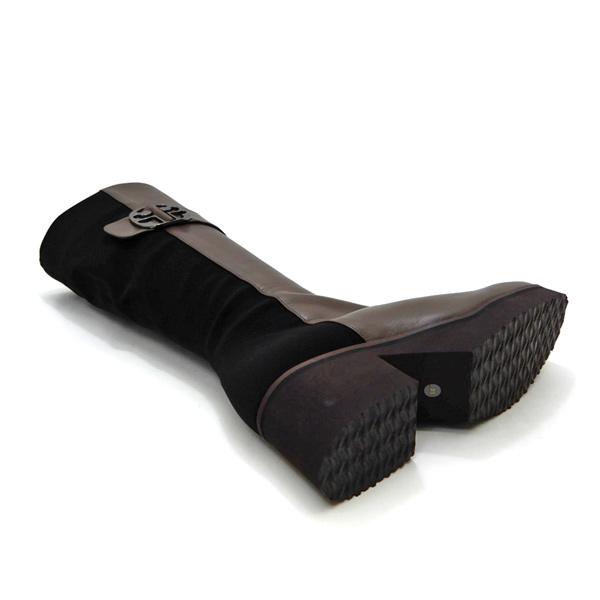 MONET（モネ） ロング ブーツ レディース 幅広 3E 本革 日本製 厚底 太