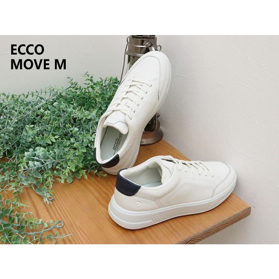 【Emi】ecco ホワイト スニーカー ecco（エコー） ECCO MOVE M ムーヴ エム メンズ WHITE ホワイト返品