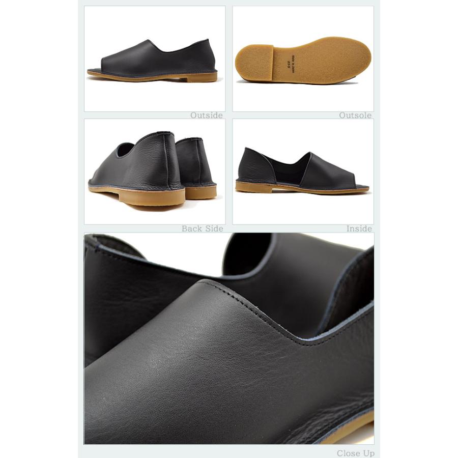 Recipe レシピ RP502 サイドオープンシューズ BLK ブラック オープントゥ スリッポン スリップオン 靴 サンダル レディース