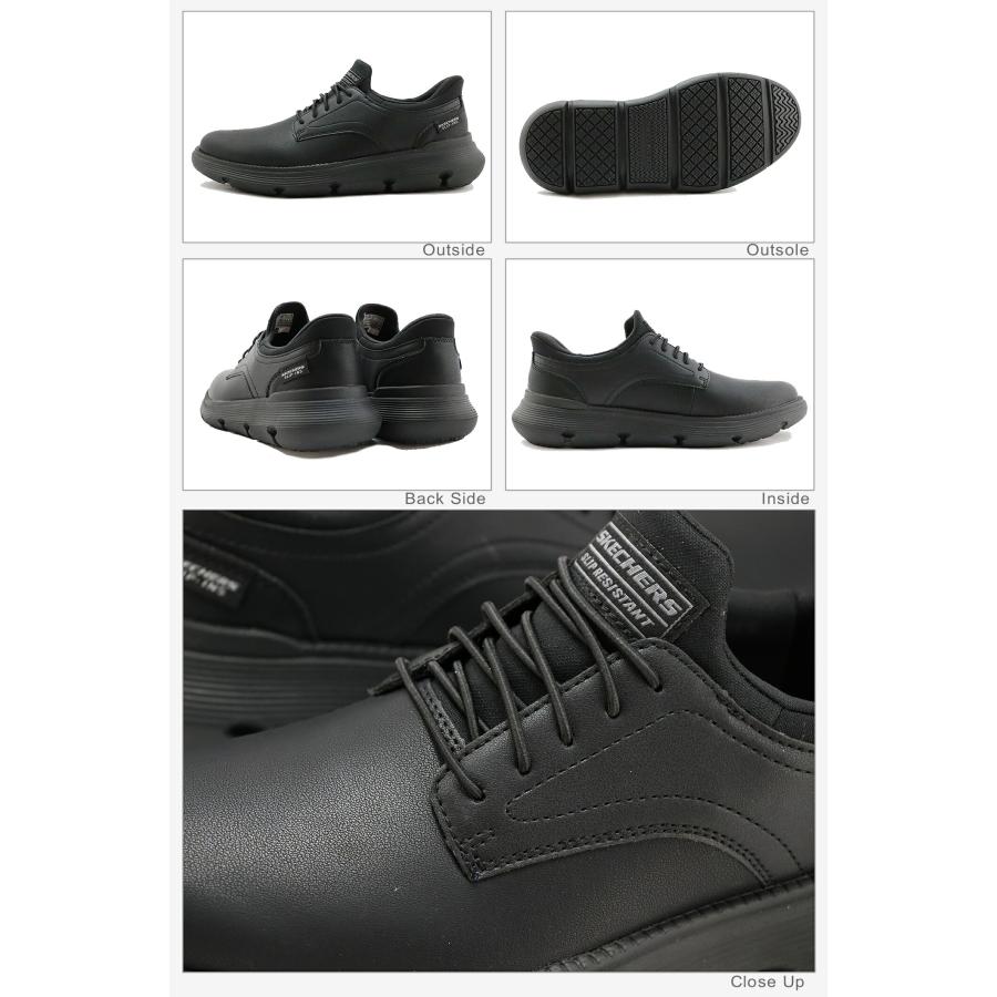 返品交換送料無料 SKECHERS SLIP-INS WORK スケッチャーズ スリップインズ ワーク スリップレジスタント ガルザ ブラック メンズ 防滑 スニーカー SKECHERS（スケッチャーズ） SKECHERS SLIP-INS WORK スリップインズ