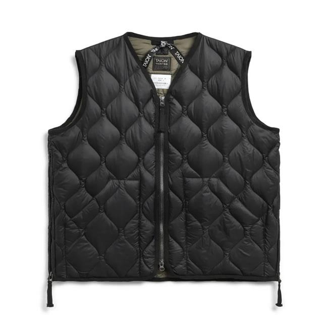 美品TAION タイオン MILITARY V NECK WZIPダウンベスト TAION（タイオン） MILITARY V NECK W-ZIP DOWN VEST ミリタリー V