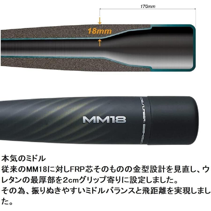 SSK(エスエスケイ) 野球 少年軟式バット FRP製 MM18ミドル JR SBB5039MD ブラック×ゴールド 7・・・｜968｜04