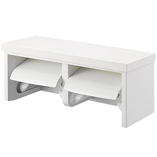 SANEI ダブルペーパーホルダー棚付 樹脂棚板 ホワイト 小物置き 耐荷重5kg ビス付 W2810-MW2