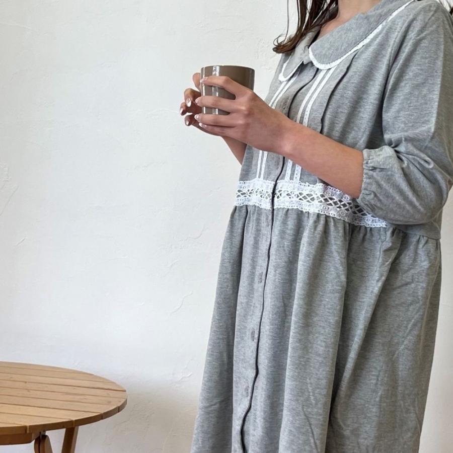 出産準備に！La mere マタニティパジャマ　授乳口　妊婦服　長袖　ズボン　ウエスト調整　前開き　レース付き　産前　産後 |  | 06