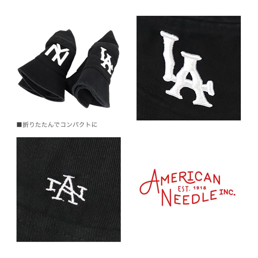 レアAmericanNeedleとCOOPERSTOWNコラボNYバケットハット AMERICAN needle（アメリカンニードル） NY LA ロゴ 刺繍 バケット
