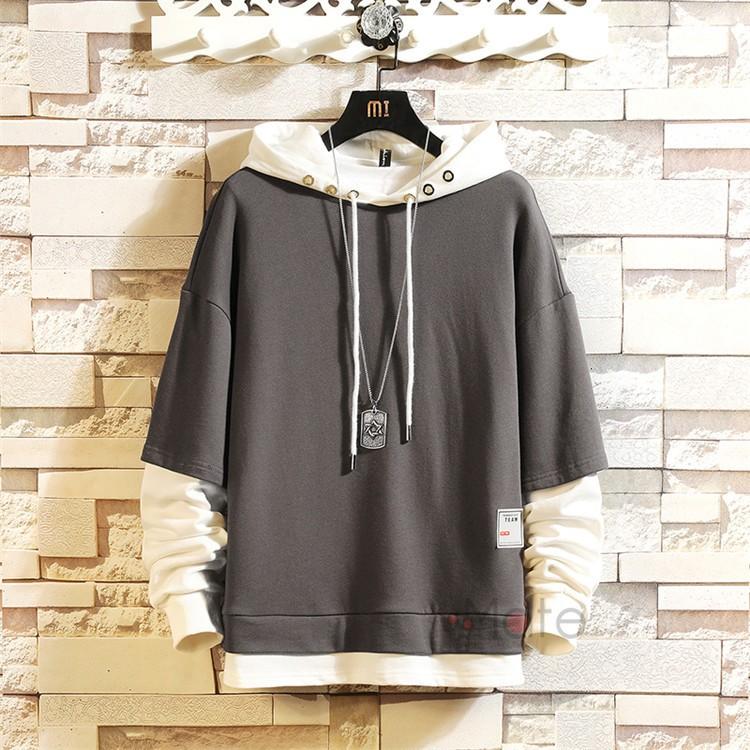 プルオーバーパーカー メンズ 長袖 パーカー フード付き 重ね着風 パーカ メンズパーカー お兄系 おしゃれ Qmt1907 99mate 通販 Yahoo ショッピング