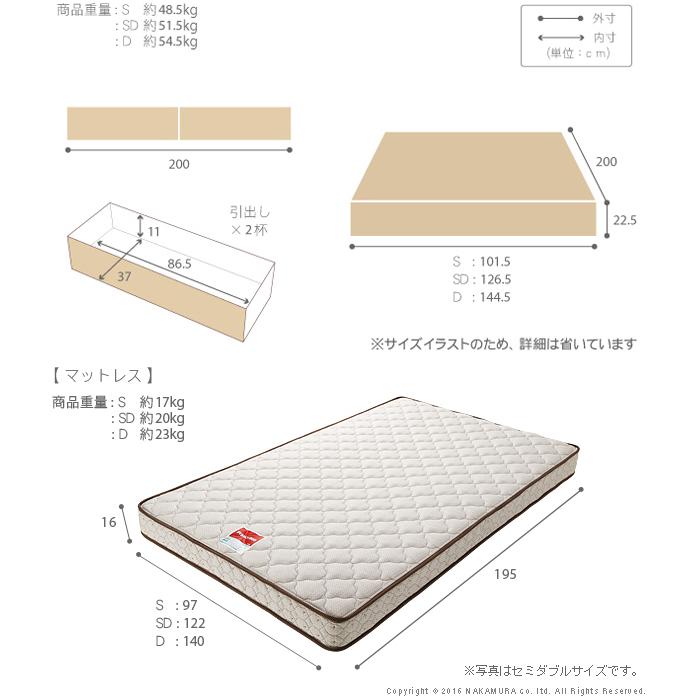 【正規販売店】 フランスベッド ヘッドボードレスベッド-バート- 引出しタイプ シングル マルチラススーパースプリングマットレスセット 【1193715766】(41613円)