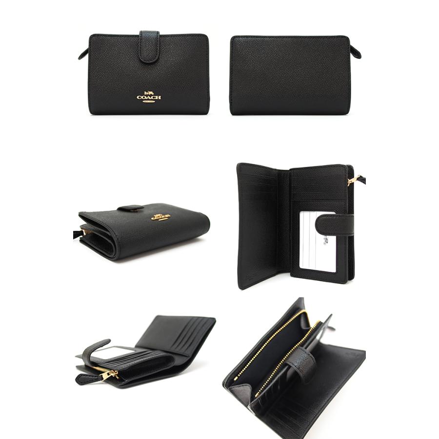 COACH コーチ 二つ折り財布 BLACK 27968 ミディアム コーナー ジップ