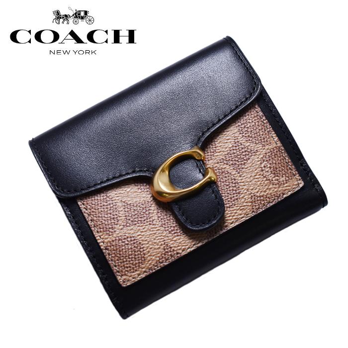 COACH コーチ 二つ折り財布 ブラック×ベージュ 85994 シグネチャー C