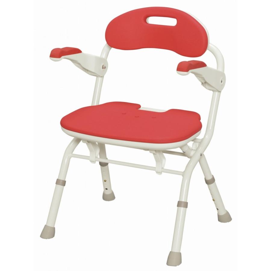 安寿　折りたたみシャワーベンチＦＳ　レッド　536-050　アロン化成　楽おりシリーズ | 