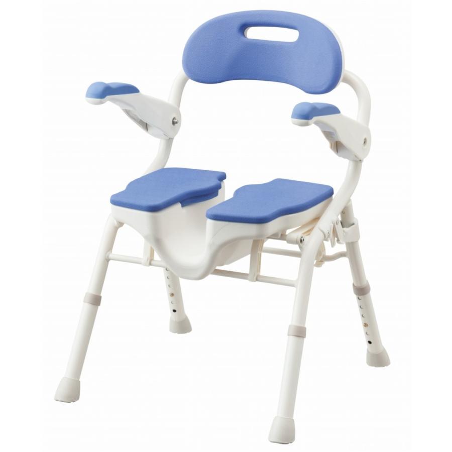 安寿　折りたたみシャワーベンチＨＰフィット　ブルー　536-071　アロン化成 | 