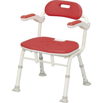 安寿　折りたたみシャワーベンチＩＳフィット　レッド　536-105　アロン化成　楽おりシリーズ | 