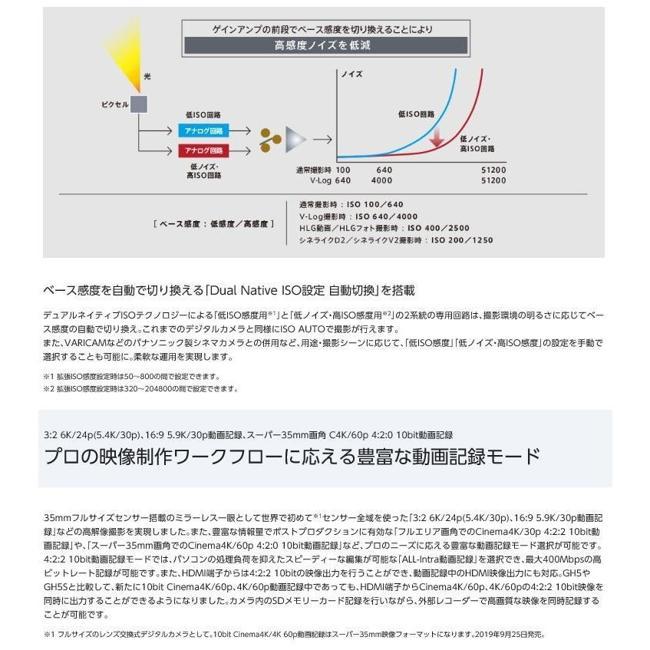【最短当日出荷】 デジタルカメラ デジカメ カメラ パナソニック LUMIX S1H フルサイズミラーレス一眼カメラ DC-S1H-K  ボディ単体の画像