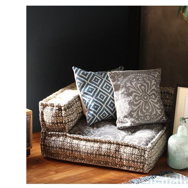 インド クッションカバー 45cm Bms クッション カバー ジオ グレー