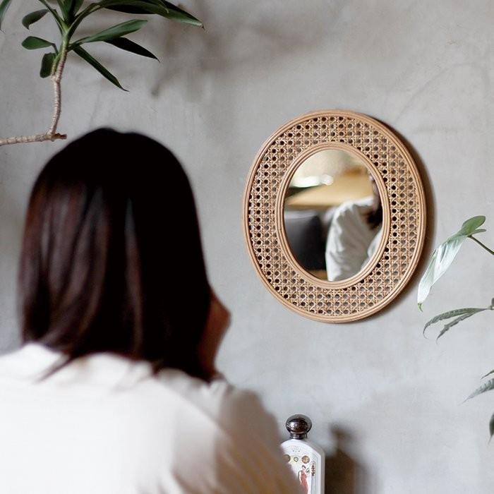 a.depeche（アデペシュ） ミュレ ラタンミラー 丸形 楕円型 幅約30cm