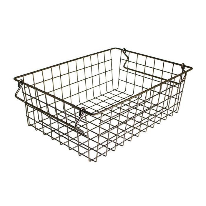 スチール ストレージ バスケット 004 steel storage basket 横幅26cm 奥行き32cm 高さ12cm アイアン