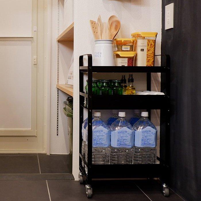 ストレージワゴン モノトーン スチール 黒 白 シェルフ キャスター付き