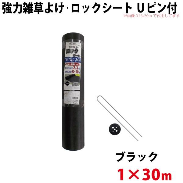 Uピン黒丸セット シンセイ 強力雑草よけシート ロックシート　Uピン・黒丸セット　1ｍ×30ｍ 沖縄県配達不可 代引不可