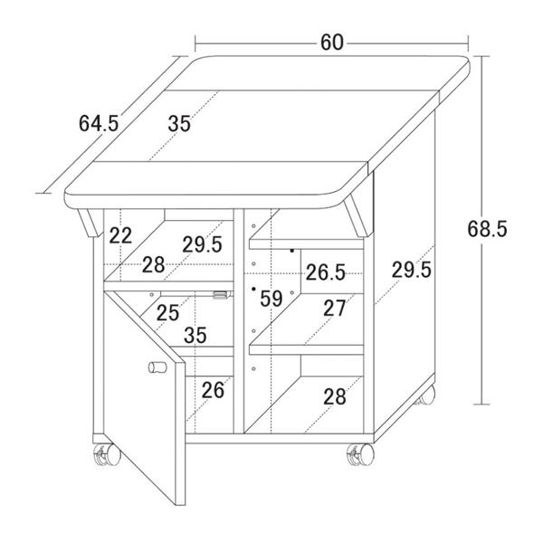キッチンワゴン 幅60cm ブラウン 折りたたみ 天板付き バタフライ式 天板伸縮 キャスター付き キッチン収納 台所用ワゴン 組立式 代引不可｜a-do｜12