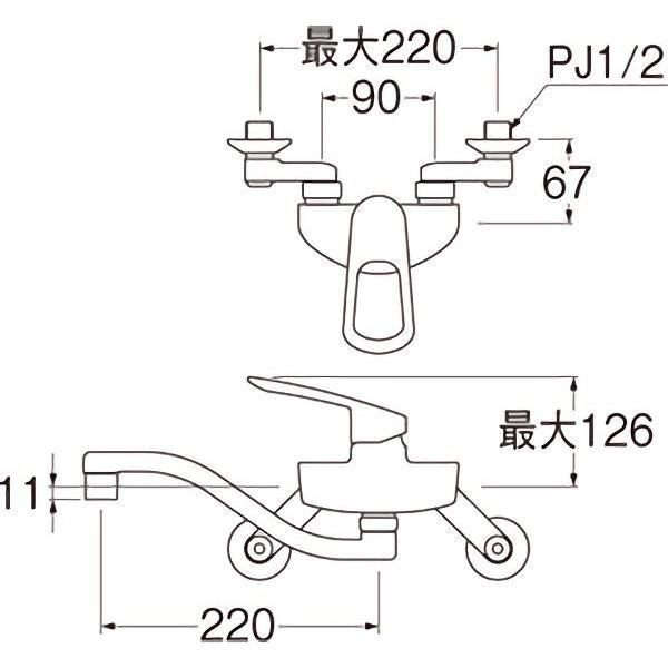 SANEI 壁付シングルレバー混合栓 寒冷地用 K1712EAK-13 水栓金具 キッチン用 キッチン水栓 三栄水栓｜a-do｜05