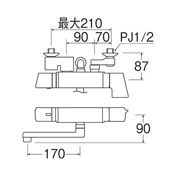 SANEI 壁付サーモスタットシャワー混合栓 寒冷地用 SK18121CT2K-13 水栓金具 浴室用 バス水栓 三栄水栓_2