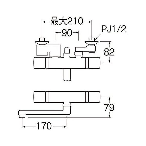 SANEI　壁付サーモスタットシャワー混合栓　寒冷地用　バス水栓　水栓金具　浴室用　三栄水栓　SK18520S9K-13