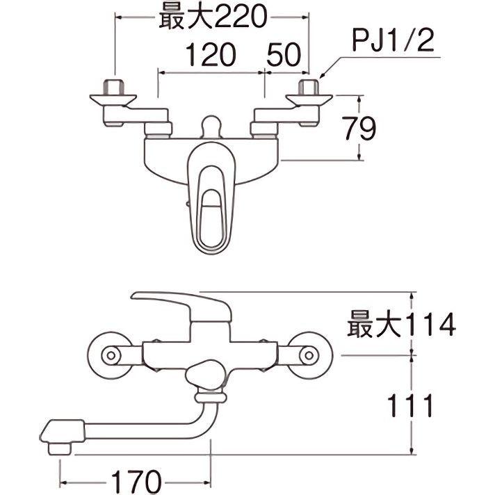 SANEI　壁付シングルレバーシャワー混合栓　寒冷地用　バス水栓　三栄水栓　浴室用　CSK1710DK-13　水栓金具