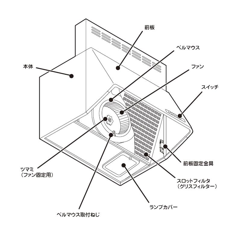 ナスラック ブーツ型 レンジフード 間口60cm 高さ70cm ブラック BDR