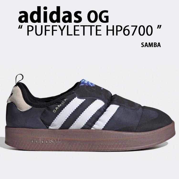 adidas originals アディダス スリッポン サンダル PUFFYLETTE SAMBA HP6700 パフィレット サンバ BLACK ブラック フェイクプリント adidas（アディダス） adidas originals スリッポン サンダル
