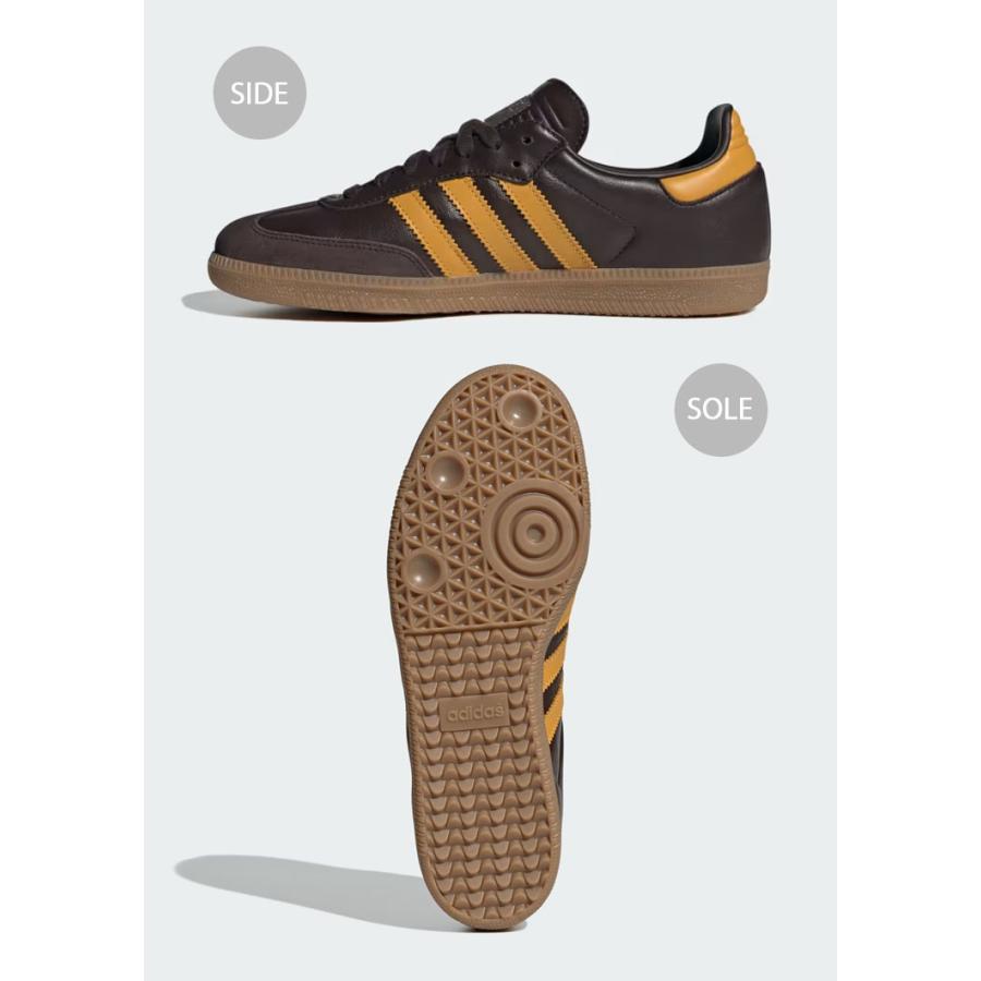 adidas originals アディダス スニーカー SAMBA OG IG6174 サンバ オリジナル BROWN YELLOW GUM シューズ レザー 本革 ブラウン イエロー ガムラバーソール｜a-dot｜04