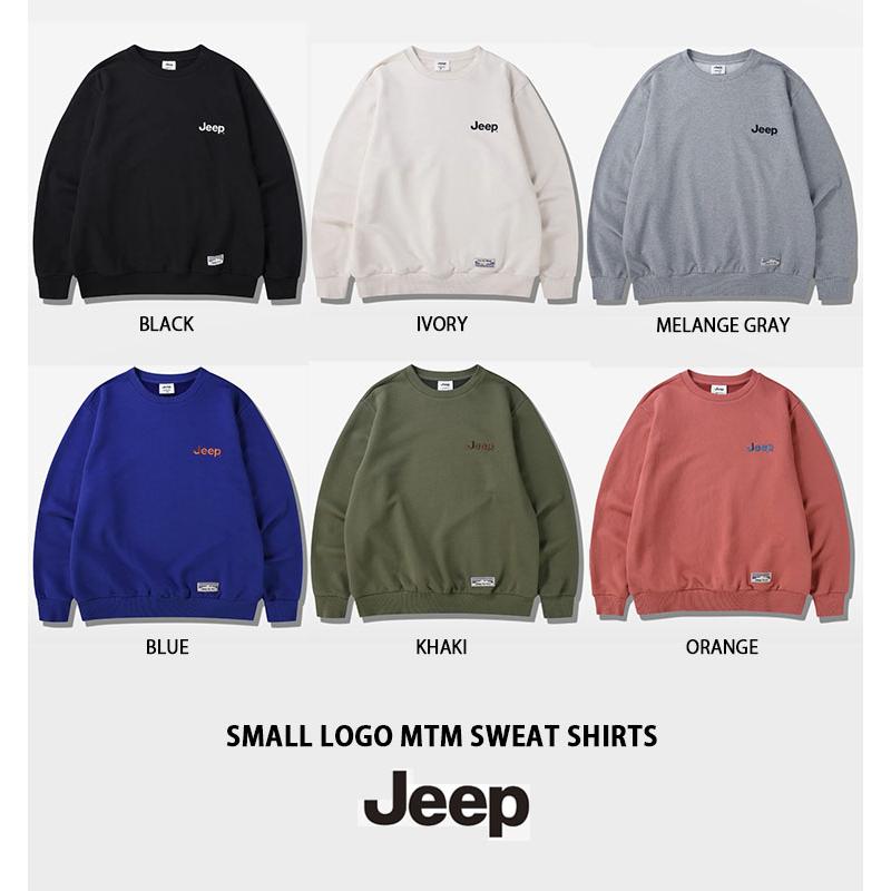 Jeep ジープ スウェット トレーナー SMALL LOGO MTM SWEAT SHIRTS ロゴ スモールロゴ BLACK GRAY IVORY BLUE KHAKI ORANGE ルーズ スウェットシャツ JP5TSU802_1