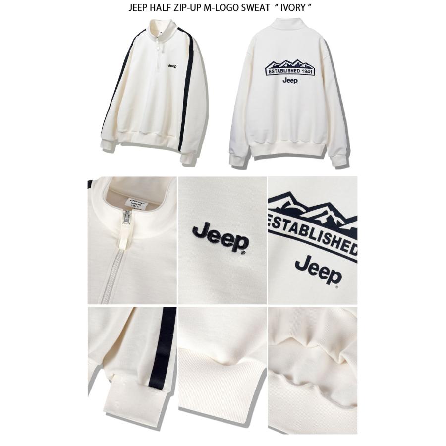 Jeep ジープ スウェット Half Zip-Up M-Logo Sweat ハーフジップ ロゴ ジップアップ トレーナー MTM ジャージ ブラック メグレー アイボリー ホワイト JP5TSU832｜a-dot｜10