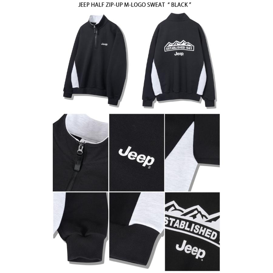 Jeep ジープ スウェット Half Zip-Up M-Logo Sweat ハーフジップ ロゴ ジップアップ トレーナー ブラック ネイビー アイボリー ピンク JP5TSU833｜a-dot｜07