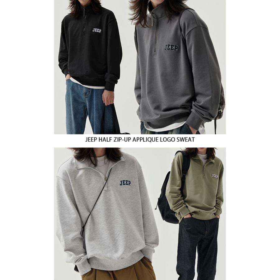 Jeep ジープ スウェット Half Zip-Up Applique Logo Sweat ハーフジップ アップリケ ロゴ ジップアップ トレーナー メンズ レディース JP5TSU836_6