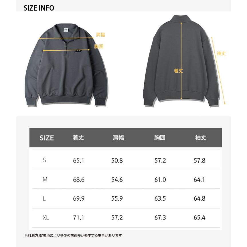 Jeep ジープ スウェット Half Zip-Up Applique Logo Sweat ハーフジップ アップリケ ロゴ ジップアップ トレーナー メンズ レディース JP5TSU836_12