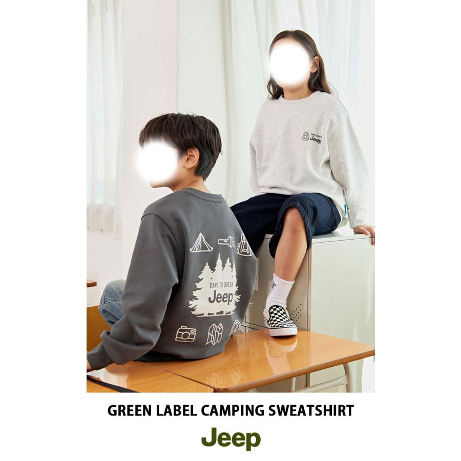 Jeep ジープ キッズ スウェット GREEN LABEL CAMPING SWEATSHIRT グリーンラベル キャンピング スウェットシャツ トレーナー 長袖 プルオーバー 子供 KQ5TSU891の画像