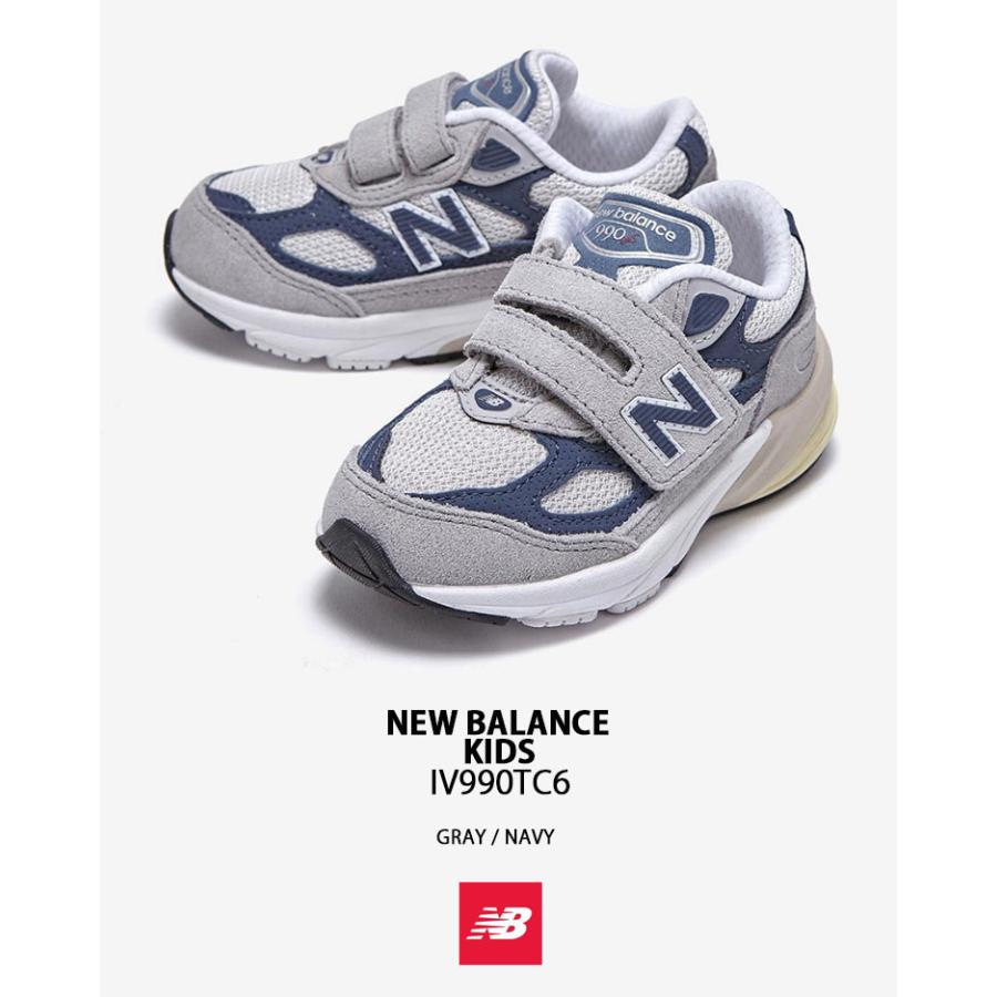New Balance ニューバランス キッズ スニーカー NewBalance 990 シューズ IV990TC6 GRAY NAVY ベルクロ マジックテープ キッズシューズ グレー ネイビー_1