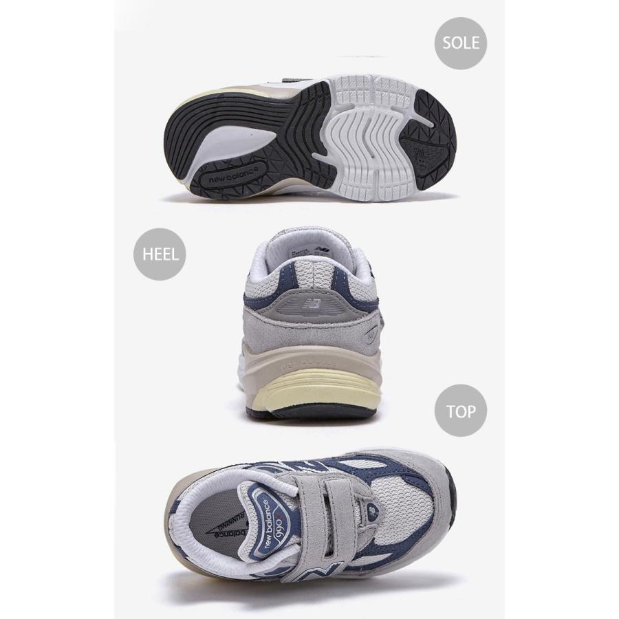 New Balance ニューバランス キッズ スニーカー NewBalance 990 シューズ IV990TC6 GRAY NAVY ベルクロ マジックテープ キッズシューズ グレー ネイビー_2