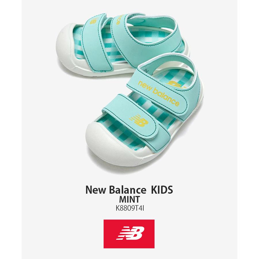 New Balance ニューバランス キッズ サンダル NewBalance 8809 MINT キッズシューズ ミント ホワイト チェック柄 ベルクロ K8809T4I ベビー用 キッズ用 子供用｜a-dot｜03