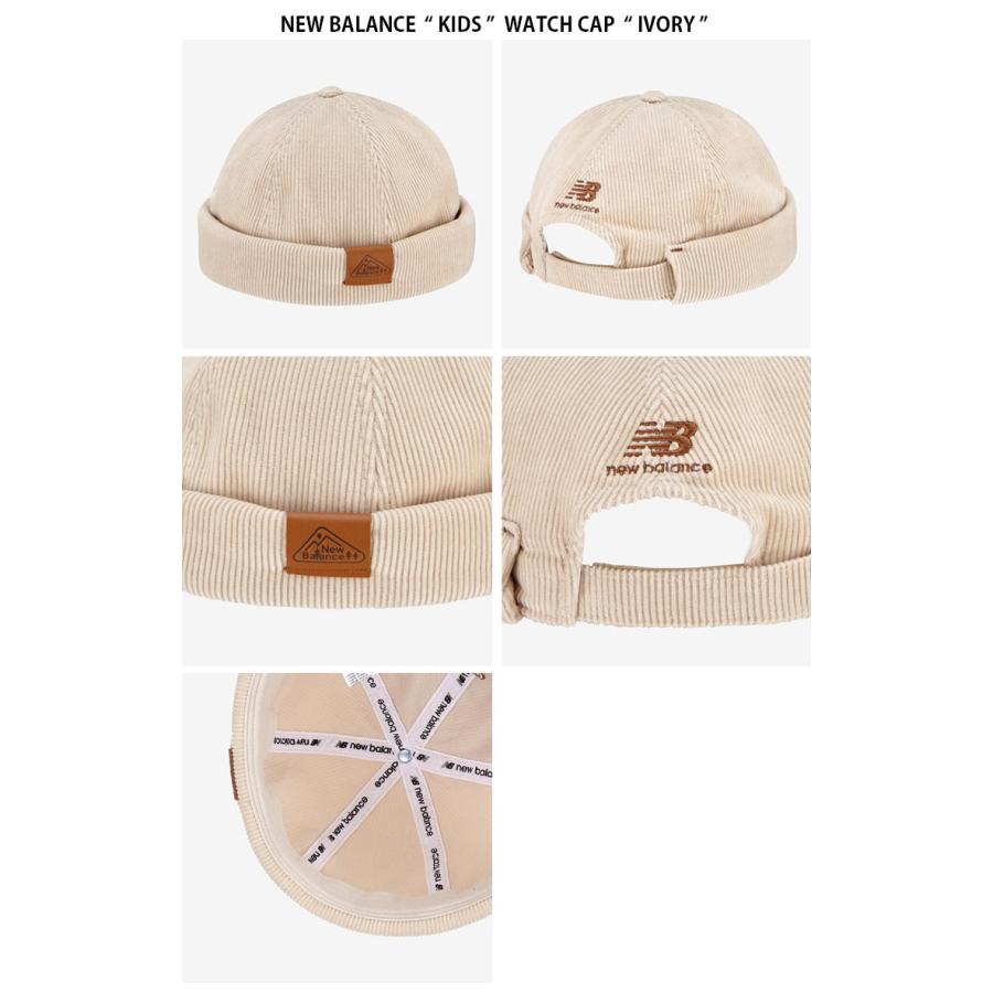 New Balance ニューバランス キッズ キャップ WATCH CAP ウォッチ キャップ 帽子 コーデュロイ 防寒 ブラウン アイボリー 子供用 男の子 女の子 NK8BDF101Uの画像