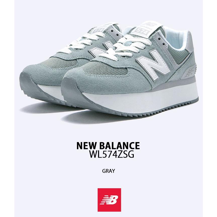 New Balance ニューバランス レディース スニーカー WL574 NEWBALANCE WL574ZSG GRAY グレー シューズ 厚底シューズ 厚底スニーカー プラットフォーム｜a-dot｜03