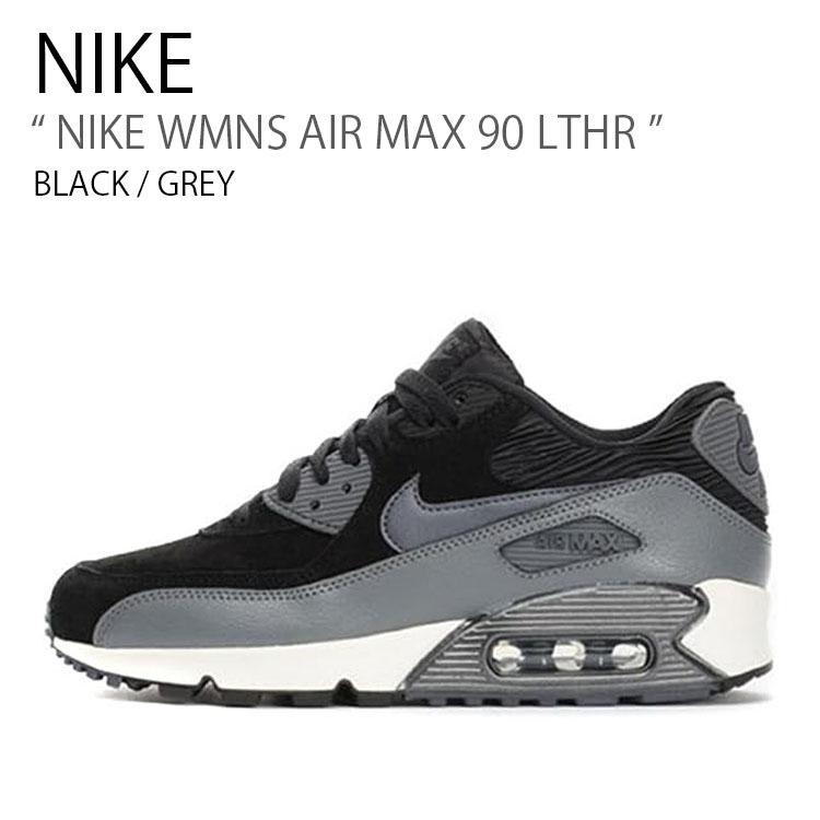 NIKE スニーカー ブラック/グレー NIKE（ナイキ） スニーカー WMNS AIR MAX 90 LTHR ウィメンズ エア
