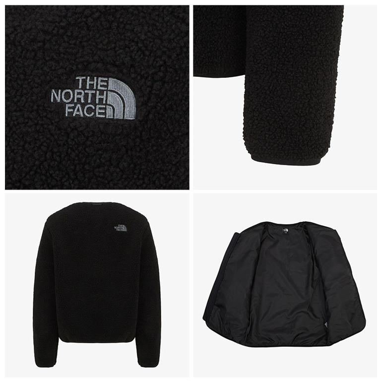 韓国限定　ノースフェイス Vネック フリース　カーディガン　S 黒　インナー ノースフェイス フリース カーディガン S 黒 ボアジャケット Vネック