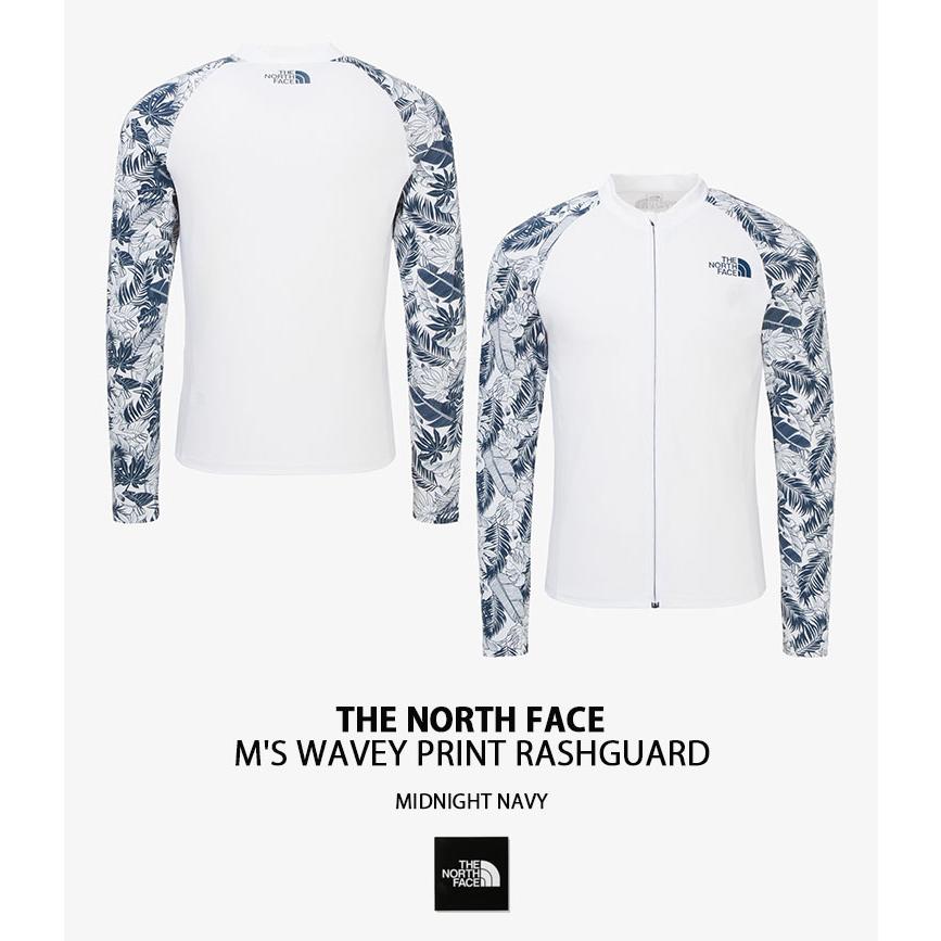 THE NORTH FACE ノースフェイス ラッシュガード M'S WAVEY PRINT RASHGUARD ジップアップラッシュガード UVカット 冷感素材 WHITE NAVY スイムウェア NJ5JR04A_2