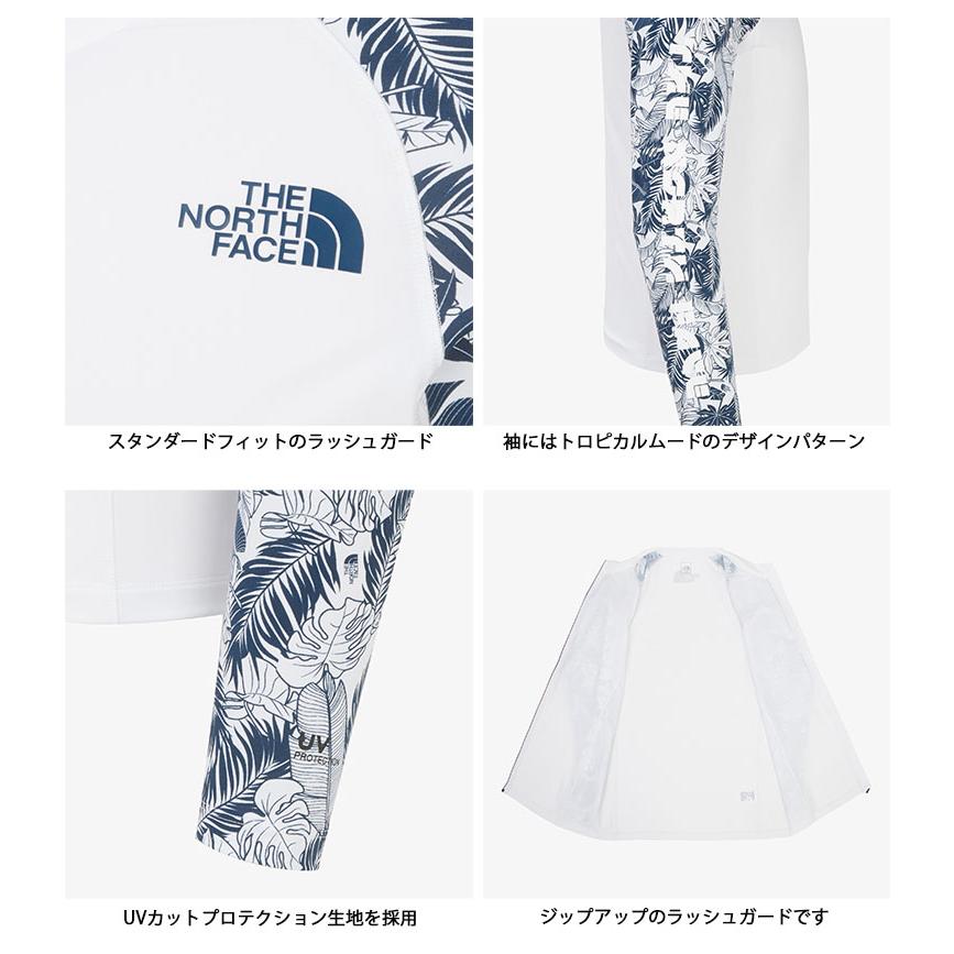 THE NORTH FACE ノースフェイス ラッシュガード M'S WAVEY PRINT RASHGUARD ジップアップラッシュガード UVカット 冷感素材 WHITE NAVY スイムウェア NJ5JR04A_3