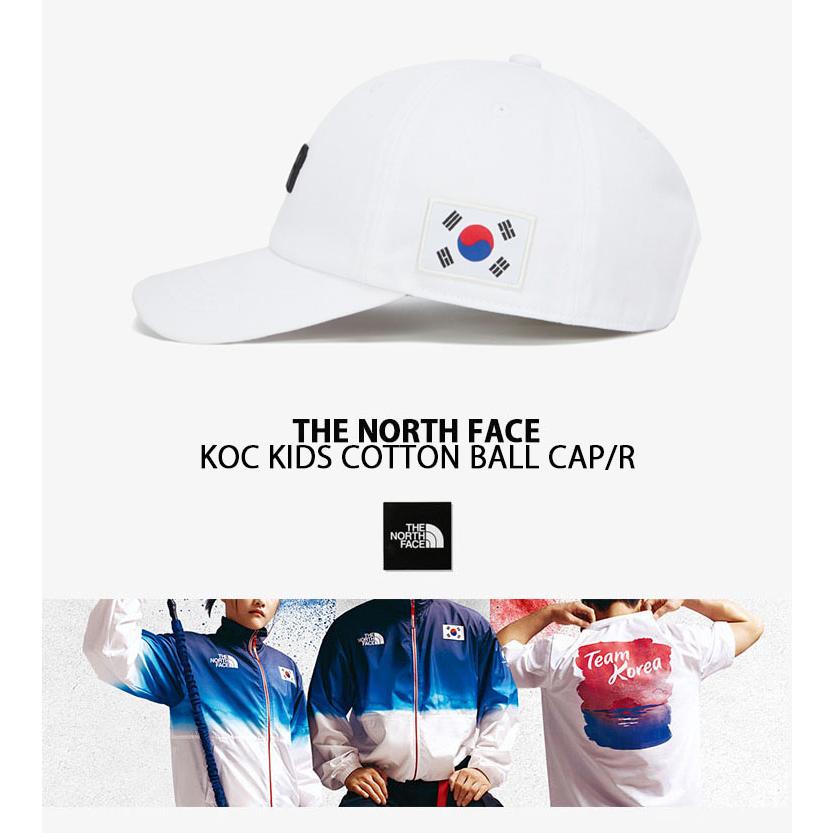 THE NORTH FACE ノースフェイス キッズ キャップ 帽子 TREAM KOREA KOC KIDS COTTON BALL CAP/R WHITE BBキャップ チームコリア ホワイト OE3CQ01Rの画像