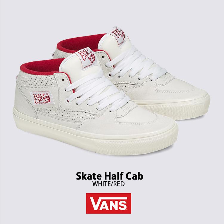 VANS バンズ スニーカー SKATE HALF CAB VINTAGE WHITE RED VN0A5FCDYF9 スケート ハーフキャブ ビンテージ レザー ホワイト メンズ 男性用｜a-dot｜05