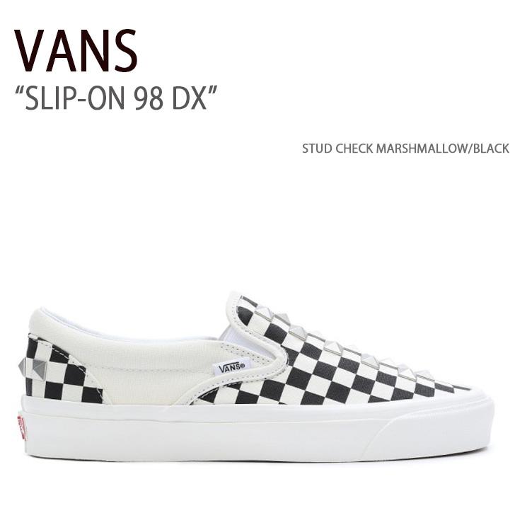 VANS バンズ スニーカー SLIP-ON 98 DX STUD CHECK MARSHMALLOW BLACK VN0A7Q58KIG スリッポン98DX VANS（ヴァンズ） バンズ スニーカー SLIP-ON 98 DX STUD CHECK